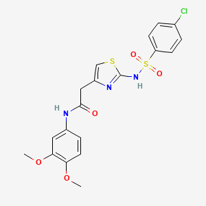 2-(2-(4-chlorophenylsulfonamido)thiazol-4-yl)-N-(3,4-dimethoxyphenyl)acetamide