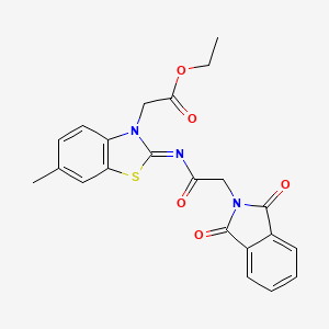 molecular formula C22H19N3O5S B2934446 ethyl 2-[(2Z)-2-{[2-(1,3-dioxo-2,3-dihydro-1H-isoindol-2-yl)acetyl]imino}-6-methyl-2,3-dihydro-1,3-benzothiazol-3-yl]acetate CAS No. 865246-85-1