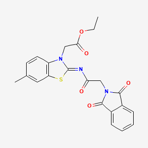 Ethyl 2-[2-[2-(1,3-dioxoisoindol-2-yl)acetyl]imino-6-methyl-1,3-benzothiazol-3-yl]acetate