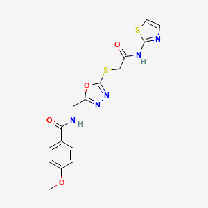 4-methoxy-N-((5-((2-oxo-2-(thiazol-2-ylamino)ethyl)thio)-1,3,4-oxadiazol-2-yl)methyl)benzamide