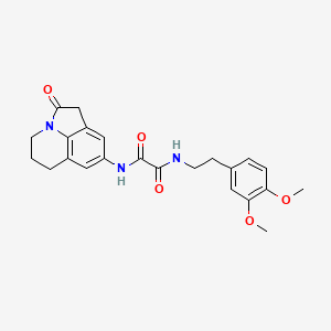 molecular formula C23H25N3O5 B2934481 N'-[2-(3,4-dimethoxyphenyl)ethyl]-N-{2-oxo-1-azatricyclo[6.3.1.0^{4,12}]dodeca-4,6,8(12)-trien-6-yl}ethanediamide CAS No. 898454-68-7