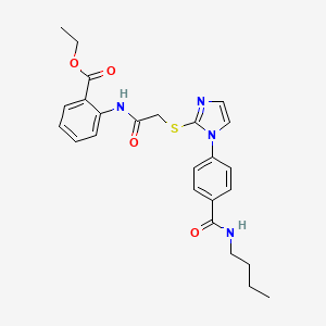 molecular formula C25H28N4O4S B2934484 ethyl 2-[2-({1-[4-(butylcarbamoyl)phenyl]-1H-imidazol-2-yl}sulfanyl)acetamido]benzoate CAS No. 1207017-79-5