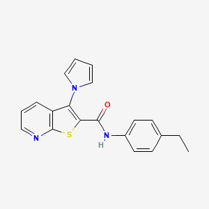 molecular formula C20H17N3OS B2934497 N-(4-ethylphenyl)-3-(1H-pyrrol-1-yl)thieno[2,3-b]pyridine-2-carboxamide CAS No. 1982159-27-2