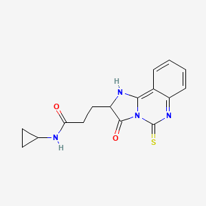 molecular formula C16H16N4O2S B2934504 N-cyclopropyl-3-{3-oxo-5-sulfanylidene-2H,3H,5H,6H-imidazo[1,2-c]quinazolin-2-yl}propanamide CAS No. 1033824-25-7
