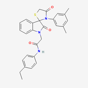 molecular formula C28H27N3O3S B2934520 2-(3'-(3,5-dimethylphenyl)-2,4'-dioxospiro[indoline-3,2'-thiazolidin]-1-yl)-N-(4-ethylphenyl)acetamide CAS No. 893786-28-2