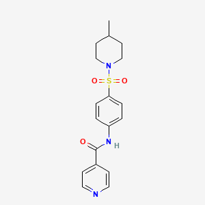 molecular formula C18H21N3O3S B2934562 N-{4-[(4-methylpiperidin-1-yl)sulfonyl]phenyl}pyridine-4-carboxamide CAS No. 876522-44-0