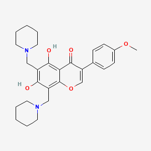 molecular formula C28H34N2O5 B2934631 5,7-dihydroxy-3-(4-methoxyphenyl)-6,8-bis(piperidin-1-ylmethyl)-4H-chromen-4-one CAS No. 637747-26-3