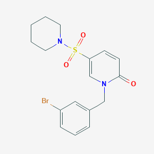 molecular formula C17H19BrN2O3S B2934632 1-[(3-bromophenyl)methyl]-5-(piperidine-1-sulfonyl)-1,2-dihydropyridin-2-one CAS No. 1251557-08-0
