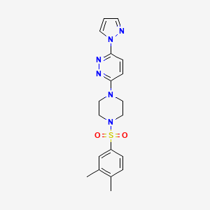 molecular formula C19H22N6O2S B2934633 3-(4-((3,4-dimethylphenyl)sulfonyl)piperazin-1-yl)-6-(1H-pyrazol-1-yl)pyridazine CAS No. 1013817-56-5