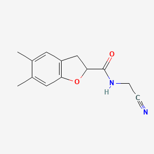 molecular formula C13H14N2O2 B2934636 N-(Cyanomethyl)-5,6-dimethyl-2,3-dihydro-1-benzofuran-2-carboxamide CAS No. 1436167-24-6