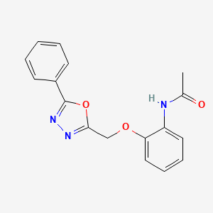 molecular formula C17H15N3O3 B2934638 N-{2-[(5-phenyl-1,3,4-oxadiazol-2-yl)methoxy]phenyl}acetamide CAS No. 831244-59-8