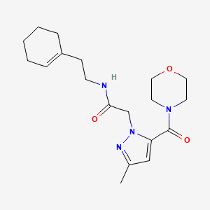 molecular formula C19H28N4O3 B2934664 N-(2-(cyclohex-1-en-1-yl)ethyl)-2-(3-methyl-5-(morpholine-4-carbonyl)-1H-pyrazol-1-yl)acetamide CAS No. 1170620-33-3