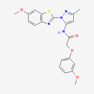 molecular formula C21H20N4O4S B2934668 N-(1-(6-methoxybenzo[d]thiazol-2-yl)-3-methyl-1H-pyrazol-5-yl)-2-(3-methoxyphenoxy)acetamide CAS No. 1172316-16-3