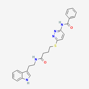 molecular formula C25H25N5O2S B2934678 N-(6-((4-((2-(1H-indol-3-yl)ethyl)amino)-4-oxobutyl)thio)pyridazin-3-yl)benzamide CAS No. 1331310-58-7