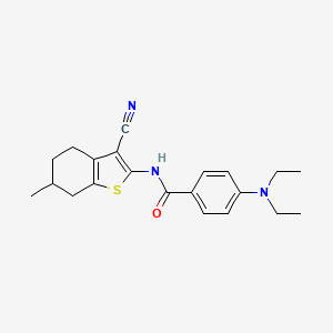 molecular formula C21H25N3OS B2934706 N-(3-cyano-6-methyl-4,5,6,7-tetrahydro-1-benzothiophen-2-yl)-4-(diethylamino)benzamide CAS No. 477493-88-2