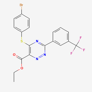 Ethyl 5-[(4-bromophenyl)sulfanyl]-3-[3-(trifluoromethyl)phenyl]-1,2,4-triazine-6-carboxylate