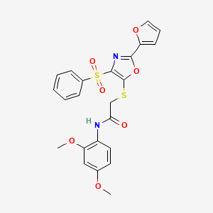 2-{[4-(benzenesulfonyl)-2-(furan-2-yl)-1,3-oxazol-5-yl]sulfanyl}-N-(2,4-dimethoxyphenyl)acetamide