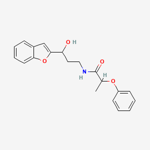 molecular formula C20H21NO4 B2934781 N-[3-(1-BENZOFURAN-2-YL)-3-HYDROXYPROPYL]-2-PHENOXYPROPANAMIDE CAS No. 1448123-46-3