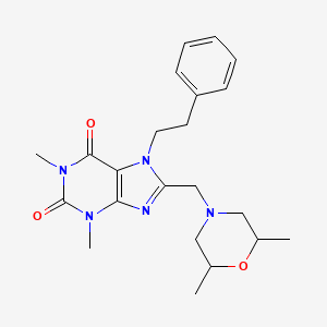 8-[(2,6-dimethylmorpholin-4-yl)methyl]-1,3-dimethyl-7-(2-phenylethyl)-3,7-dihydro-1H-purine-2,6-dione