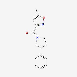 molecular formula C15H16N2O2 B2934844 (5-Methylisoxazol-3-yl)(3-phenylpyrrolidin-1-yl)methanone CAS No. 1210289-91-0