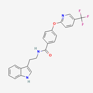 molecular formula C23H18F3N3O2 B2934850 N-[2-(1H-indol-3-yl)ethyl]-4-[5-(trifluoromethyl)pyridin-2-yl]oxybenzamide CAS No. 1009922-28-4