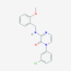 molecular formula C18H16ClN3O2 B2934853 1-(3-chlorophenyl)-3-[(2-methoxybenzyl)amino]pyrazin-2(1H)-one CAS No. 1029736-60-4