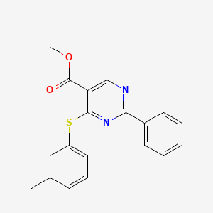 Ethyl 4-[(3-methylphenyl)sulfanyl]-2-phenyl-5-pyrimidinecarboxylate