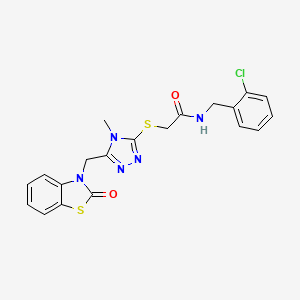 N-[(2-chlorophenyl)methyl]-2-[[4-methyl-5-[(2-oxo-1,3-benzothiazol-3-yl)methyl]-1,2,4-triazol-3-yl]sulfanyl]acetamide