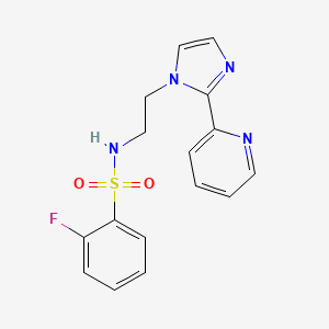 2-fluoro-N-(2-(2-(pyridin-2-yl)-1H-imidazol-1-yl)ethyl)benzenesulfonamide