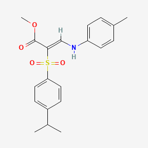 molecular formula C20H23NO4S B2934895 methyl (2Z)-2-[(4-isopropylphenyl)sulfonyl]-3-[(4-methylphenyl)amino]acrylate CAS No. 1327181-17-8