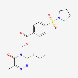 (3-(ethylthio)-6-methyl-5-oxo-1,2,4-triazin-4(5H)-yl)methyl 4-(pyrrolidin-1-ylsulfonyl)benzoate