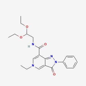 molecular formula C21H26N4O4 B2934902 N-(2,2-diethoxyethyl)-5-ethyl-3-oxo-2-phenyl-2H,3H,5H-pyrazolo[4,3-c]pyridine-7-carboxamide CAS No. 921880-83-3