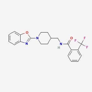 molecular formula C21H20F3N3O2 B2934903 N-{[1-(1,3-benzoxazol-2-yl)piperidin-4-yl]methyl}-2-(trifluoromethyl)benzamide CAS No. 1797172-70-3