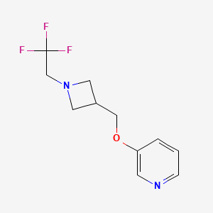 molecular formula C11H13F3N2O B2934908 3-{[1-(2,2,2-Trifluoroethyl)azetidin-3-yl]methoxy}pyridine CAS No. 2380077-34-7
