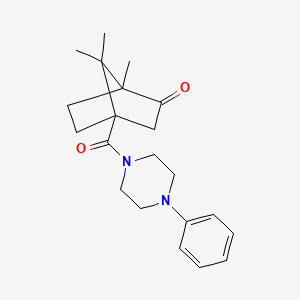 molecular formula C21H28N2O2 B2934913 1,7,7-Trimethyl-4-(4-phenylpiperazine-1-carbonyl)bicyclo[2.2.1]heptan-2-one CAS No. 505060-38-8