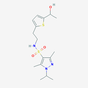 N-(2-(5-(1-hydroxyethyl)thiophen-2-yl)ethyl)-1-isopropyl-3,5-dimethyl-1H-pyrazole-4-sulfonamide