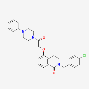 molecular formula C28H28ClN3O3 B2934960 2-[(4-Chlorophenyl)methyl]-5-[2-oxo-2-(4-phenylpiperazin-1-yl)ethoxy]-3,4-dihydroisoquinolin-1-one CAS No. 850906-58-0