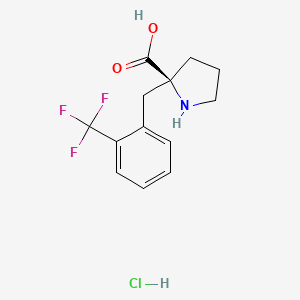 molecular formula C13H15ClF3NO2 B2934973 (S)-alpha-(2-Trifluoromethyl-benzyl)-proline-HCl CAS No. 1373512-28-7