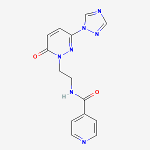 molecular formula C14H13N7O2 B2934974 N-(2-(6-oxo-3-(1H-1,2,4-triazol-1-yl)pyridazin-1(6H)-yl)ethyl)isonicotinamide CAS No. 1448034-80-7
