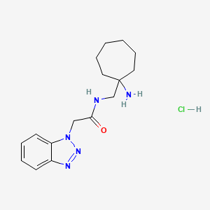 molecular formula C16H24ClN5O B2934976 N-[(1-Aminocycloheptyl)methyl]-2-(benzotriazol-1-yl)acetamide;hydrochloride CAS No. 1582701-83-4