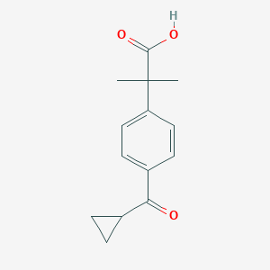 molecular formula C14H16O3 B029350 2-(4-(Cyclopropanecarbonyl)phenyl)-2-methylpropanoic acid CAS No. 162096-54-0