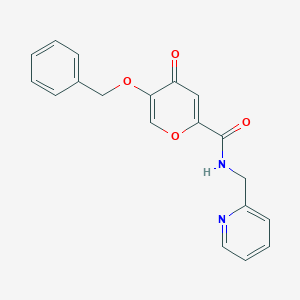 molecular formula C19H16N2O4 B2935017 5-(benzyloxy)-4-oxo-N-(pyridin-2-ylmethyl)-4H-pyran-2-carboxamide CAS No. 1021060-11-6