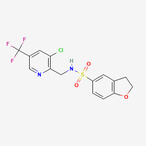 molecular formula C15H12ClF3N2O3S B2935020 N-{[3-chloro-5-(trifluoromethyl)pyridin-2-yl]methyl}-2,3-dihydro-1-benzofuran-5-sulfonamide CAS No. 2061269-29-0