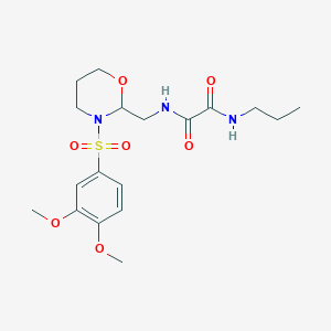 B2935024 N1-((3-((3,4-dimethoxyphenyl)sulfonyl)-1,3-oxazinan-2-yl)methyl)-N2-propyloxalamide CAS No. 872976-18-6