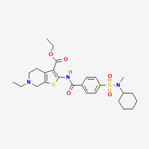 molecular formula C26H35N3O5S2 B2935030 ethyl 2-(4-(N-cyclohexyl-N-methylsulfamoyl)benzamido)-6-ethyl-4,5,6,7-tetrahydrothieno[2,3-c]pyridine-3-carboxylate CAS No. 449767-53-7