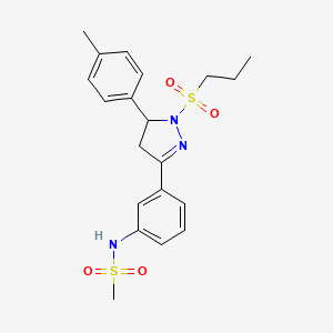 molecular formula C20H25N3O4S2 B2935033 N-(3-(1-(propylsulfonyl)-5-(p-tolyl)-4,5-dihydro-1H-pyrazol-3-yl)phenyl)methanesulfonamide CAS No. 851782-13-3