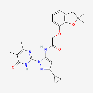 molecular formula C24H27N5O4 B2935035 N-(3-cyclopropyl-1-(4,5-dimethyl-6-oxo-1,6-dihydropyrimidin-2-yl)-1H-pyrazol-5-yl)-2-((2,2-dimethyl-2,3-dihydrobenzofuran-7-yl)oxy)acetamide CAS No. 1219911-59-7