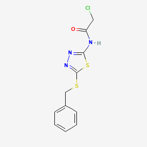 molecular formula C11H10ClN3OS2 B2935040 2-Benzylthio-5-chloroacetylamido-1,3,4-thiadiazole CAS No. 898730-98-8