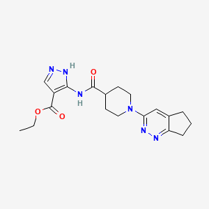 molecular formula C19H24N6O3 B2935045 ethyl 3-(1-{5H,6H,7H-cyclopenta[c]pyridazin-3-yl}piperidine-4-amido)-1H-pyrazole-4-carboxylate CAS No. 2097902-73-1