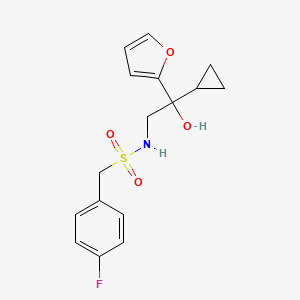 molecular formula C16H18FNO4S B2935101 N-[2-cyclopropyl-2-(furan-2-yl)-2-hydroxyethyl]-1-(4-fluorophenyl)methanesulfonamide CAS No. 1396765-58-4
